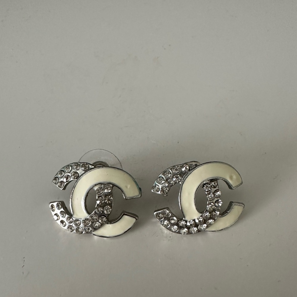 CC Fashion Earring - Rhinestone & Ivory